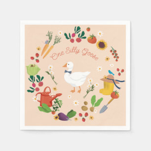 Een Gekke Goose Farmer Garden Theme Peach Servet