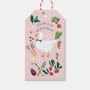 Een Gekke Goose Farmer Garden Theme Pink Cadeaulabel