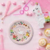 Een Gekke Goose Farmer Garden Theme Pink Papieren Bordje (Feest)