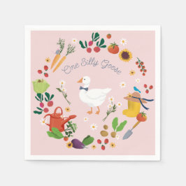 Een Gekke Goose Farmer Garden Theme Pink Servet