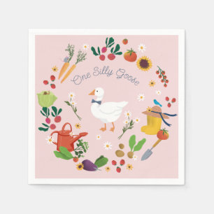 Een Gekke Goose Farmer Garden Theme Pink Servet