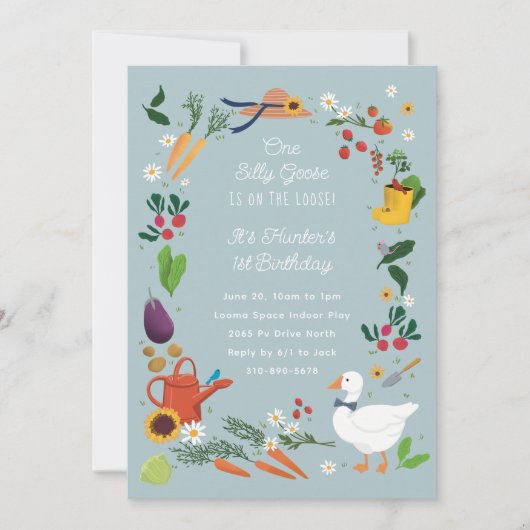 Een Gekke Goose Farmer Garden Theme Verjaardag Kaart (Voorkant)