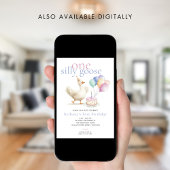 Een Gekke Goose Fotoballonnen 1e verjaardag Kaart