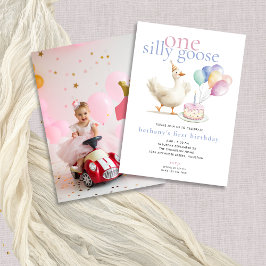 Een Gekke Goose Fotoballonnen 1e verjaardag Kaart