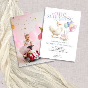 Een Gekke Goose Fotoballonnen 1e verjaardag Kaart
