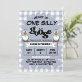 Een Gekke Goose Funny Schattige Boy 1st Verjaardag Kaart (Staand voorkant)