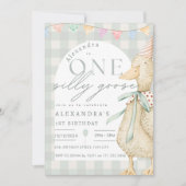 Een Gekke Goose Gingham 1e verjaardag Kaart (Voorkant)