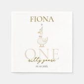 Een Gekke Goose Gingham 1e verjaardag Servet (Voorkant)