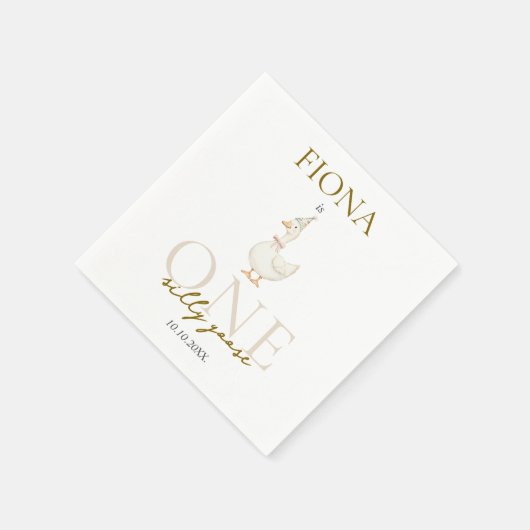 Een Gekke Goose Gingham 1e verjaardag Servet (Hoek)