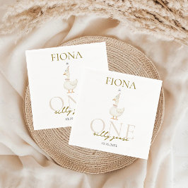 Een Gekke Goose Gingham 1e verjaardag Servet