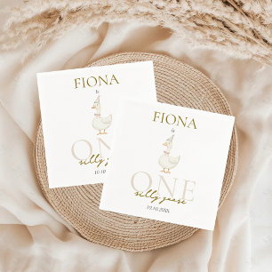 Een Gekke Goose Gingham 1e verjaardag Servet