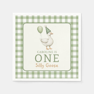 Een Gekke Goose Gingham 1e verjaardag servetten
