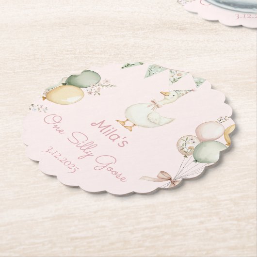 Een Gekke Goose Girl 1e verjaardag Kartonnen Onderzetters (Gekanteld)