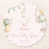 Een Gekke Goose Girl 1e verjaardag Kartonnen Onderzetters (Voorkant)