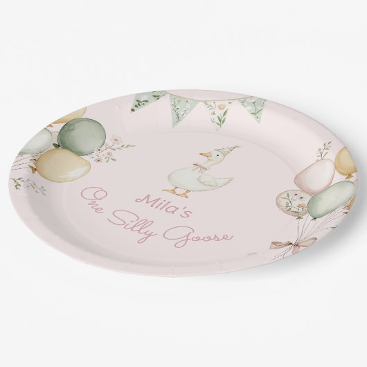 Een Gekke Goose Girl 1e verjaardag Papieren Bordje (Gekanteld)