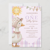 Een Gekke Goose Girl 1st Verjaardag Party Waterver Kaart (Voorkant)