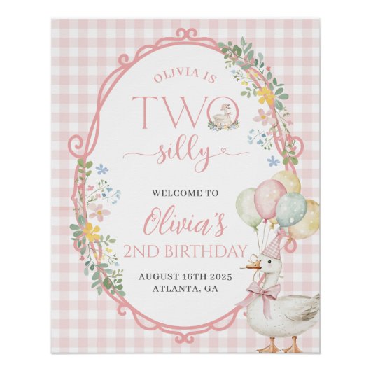 Een Gekke Goose Girl 2e verjaardag Welkom Teken Perfect Poster (Voorkant)