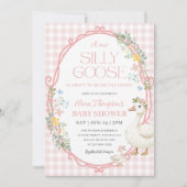 Een Gekke Goose Girl Baby shower Pink Gingham Kaart (Voorkant)