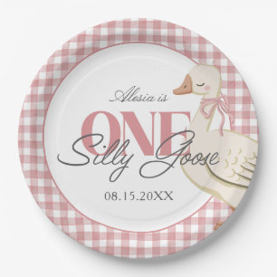 Een Gekke Goose Girl Roze Cottagecore Papieren Bordje
