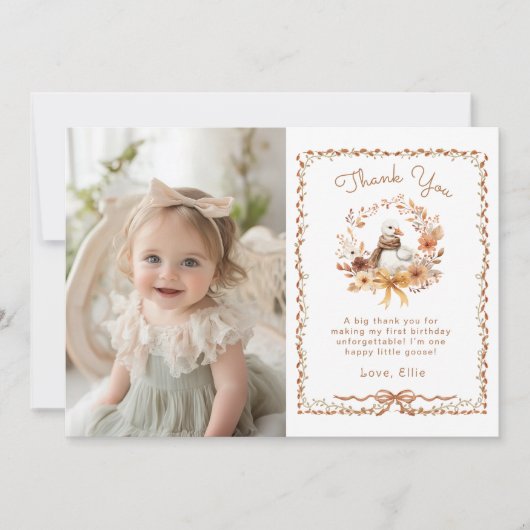 Een Gekke Goose Girl Verjaardag Foto Dank u kaart (Voorkant)