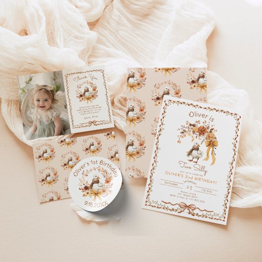 Een Gekke Goose Girl Verjaardag Foto Dank u kaart