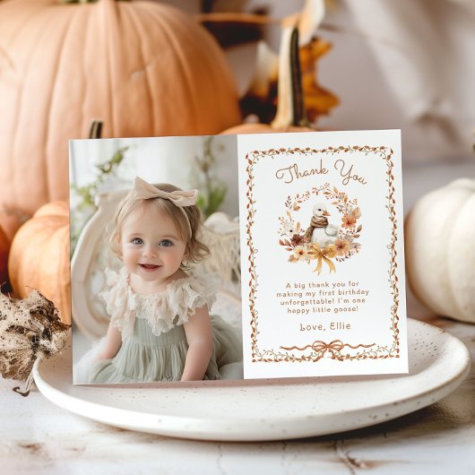 Een Gekke Goose Girl Verjaardag Foto Dank u kaart
