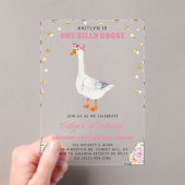 Een Gekke Goose Girls 1e verjaardag Acryl Uitnodigingen (Insitu (Draagbaar))