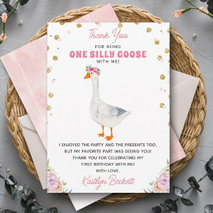 Een Gekke Goose Girls 1e verjaardag Bedankkaart