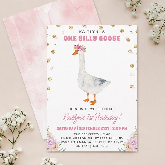 Een Gekke Goose Girls 1e verjaardag Kaart