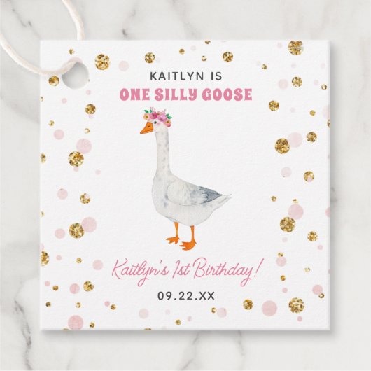 Een Gekke Goose Girls 1e verjaardagsfeestje Bedankjes Labels (Voorkant)