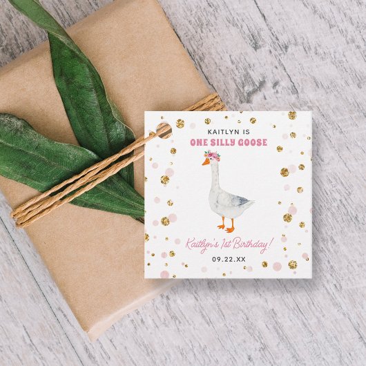 Een Gekke Goose Girls 1e verjaardagsfeestje Bedankjes Labels