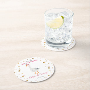 Een Gekke Goose Girls 1e verjaardagsfeestje Ronde Kartonnen Onderzetter