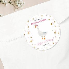 Een Gekke Goose Girls 1e verjaardagsfeestje Ronde Sticker