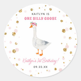 Een Gekke Goose Girls 1e verjaardagsfeestje Ronde Sticker