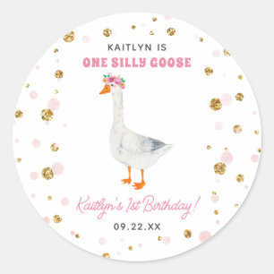 Een Gekke Goose Girls 1e verjaardagsfeestje Ronde Sticker