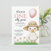 Een Gekke Goose Girls eerste verjaardag Kaart (Staand voorkant)