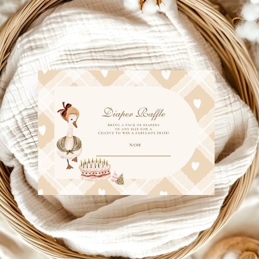 Een Gekke Goose grillige Baby shower Diapper Raffl Informatiekaartje