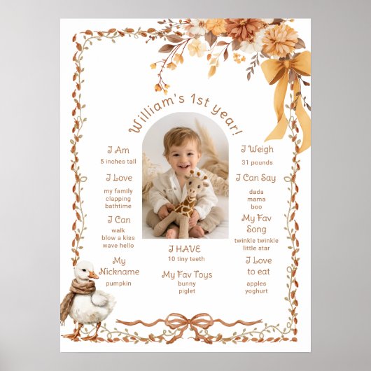 Een Gekke Goose Herfst 1e Verjaardag foto Mileston Poster (Voorkant)