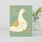 Een Gekke Goose Kids verjaardagsuitnodiging Kaart (Staand voorkant)