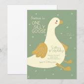 Een Gekke Goose Kids verjaardagsuitnodiging Kaart (Voorkant / Achterkant)