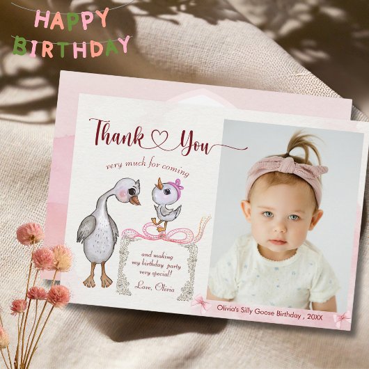 Een Gekke Goose Mama & Baby Roze Bedankt Card
