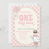 EEN Gekke Goose Modern Retro 1e Verjaardagsfeest Kaart (Voorkant)