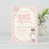 EEN Gekke Goose Modern Retro 1e Verjaardagsfeest Kaart (Staand voorkant)