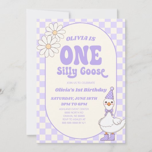 EEN Gekke Goose Modern Retro 1e Verjaardagsfeest Kaart (Voorkant)