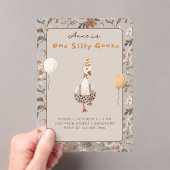 Een Gekke Goose Neutral 1e Verjaardagsfeest Acryl Uitnodigingen (Insitu (Draagbaar))