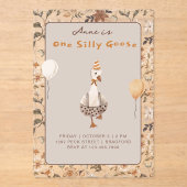 Een Gekke Goose Neutral 1e Verjaardagsfeest Acryl Uitnodigingen (Voorkant)