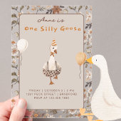 Een Gekke Goose Neutral 1e Verjaardagsfeest Acryl Uitnodigingen