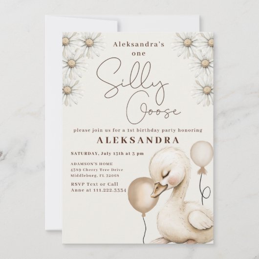 Een Gekke Goose Neutral Baby Foto 1e verjaardag Kaart (Voorkant)