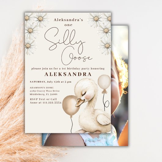 Een Gekke Goose Neutral Baby Foto 1e verjaardag Kaart