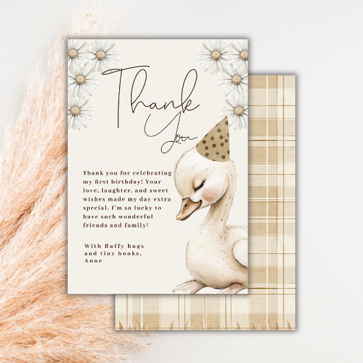 Een Gekke Goose Neutral Boho Baby 1e verjaardag Bedankkaart